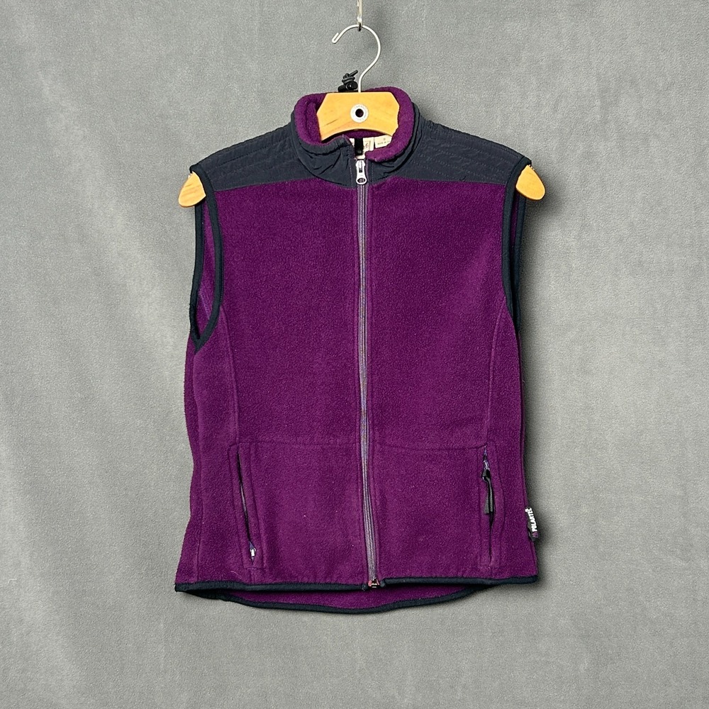 Vtg 90s Woolrich Fleece Vest Womens Small Purple Full Zip Collared Made in USA